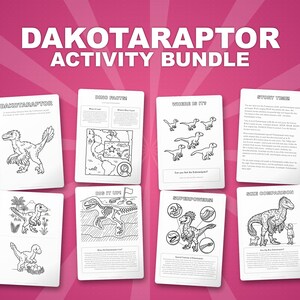 Dakotaraptor Dinosaur Activity Bundle | Coloring Pages, Worksheets, Facts (PDF) image 1