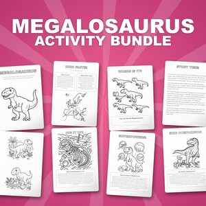 Megalosaurus Dinosaur Activity Bundle | Printable Coloring Pages, Worksheets & Facts for Kids | Preschool Homeschool | Instant PDF image 1