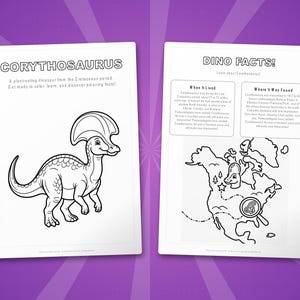 Corythosaurus Dinosaur Activity Bundle | Coloring Pages, Worksheets, Facts (PDF Download) image 5