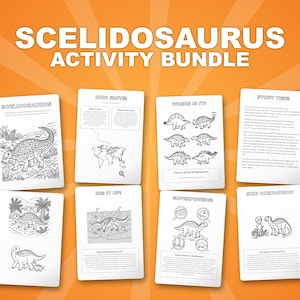 Scelidosaurus Dinosaur Activity Bundle | Coloring Pages, Worksheets, Facts (PDF Download) image 1