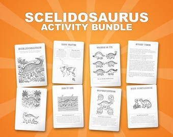 Scelidosaurus Dinosaur Activity Bundle | Coloring Pages, Worksheets, Facts (PDF Download)