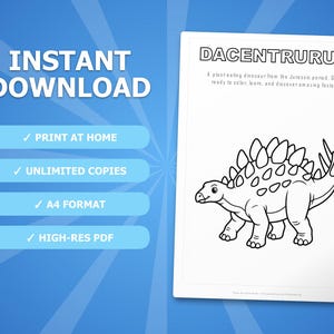 Dacentrurus Dinosaur Activity Bundle | Coloring Pages, Worksheets, Facts (PDF) image 4