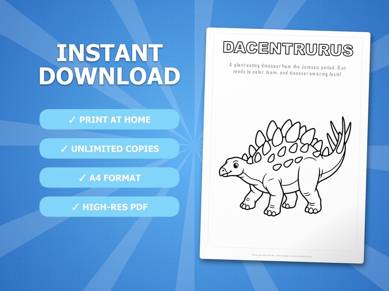 Dacentrurus Dinosaur Activity Bundle | Coloring Pages, Worksheets, Facts (PDF) image 4