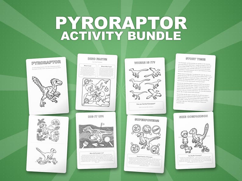 Pyroraptor Dinosaur Activity Bundle | Coloring Pages, Worksheets, Facts (PDF Download) image 1