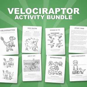 Velociraptor Dinosaur Activity Bundle | Coloring Pages, Worksheets, Facts (PDF Download) image 1