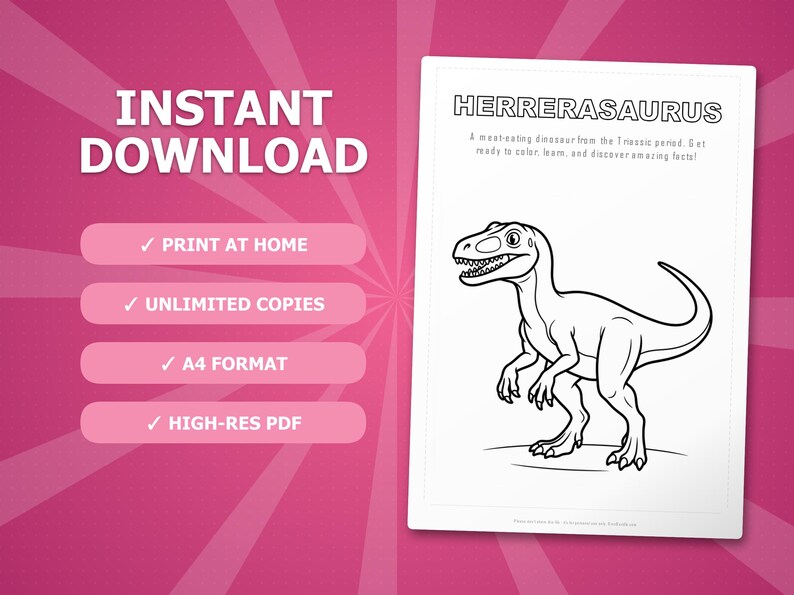 Herrerasaurus Dinosaur Activity Bundle | Coloring Pages, Worksheets, Facts (PDF Download) image 4