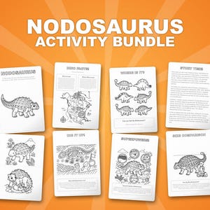 Nodosaurus Dinosaur Activity Bundle | Coloring Pages, Worksheets, Facts (PDF) image 1