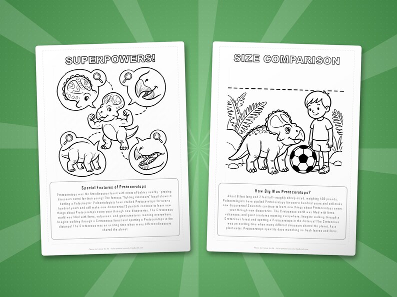 Protoceratops Dinosaur Activity Bundle | Printable Coloring Pages, Worksheets & Facts for Kids | Preschool Homeschool | Instant PDF image 8