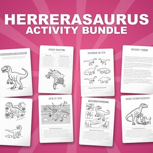 Herrerasaurus Dinosaur Activity Bundle | Coloring Pages, Worksheets, Facts (PDF Download) image 1
