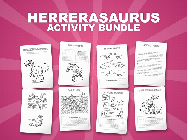 Herrerasaurus Dinosaur Activity Bundle | Coloring Pages, Worksheets, Facts (PDF Download) image 1