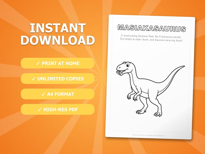Masiakasaurus Dinosaur Activity Bundle | Printable Coloring Pages, Worksheets & Facts for Kids | Preschool Homeschool | Instant PDF image 4