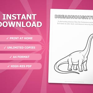 Activiteitenbundel Dreadnoughtus-dinosaurus | Kleurplaten, werkbladen, feiten (pdf-download) afbeelding 4