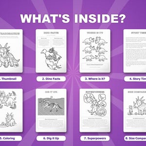 スティラコサウルス恐竜アクティビティセット｜ぬりえ、ワークシート、豆知識（PDF） 画像 2