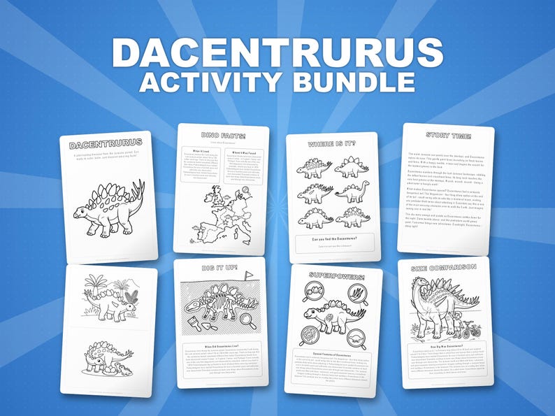 Dacentrurus Dinosaur Activity Bundle | Coloring Pages, Worksheets, Facts (PDF) image 1