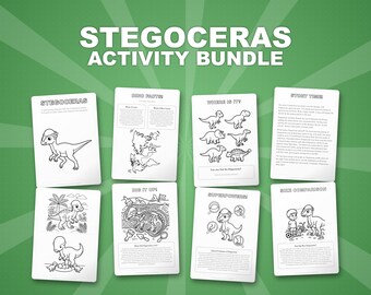 Stegoceras Dinosaur Activity Bundle | Coloring Pages, Worksheets, Facts (PDF Download)