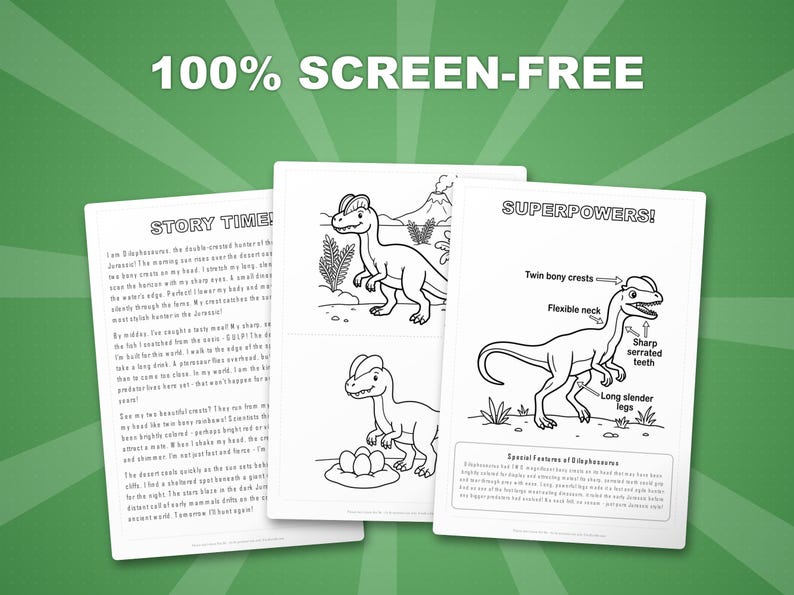 Dilophosaurus Dinosaur Activity Bundle | Coloring Pages, Worksheets, Facts (PDF) image 3