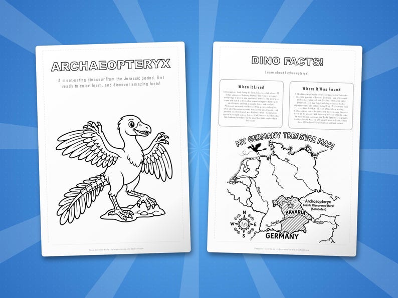 Archaeopteryx Dinosaur Activity Bundle | Coloring Pages, Worksheets, Facts (PDF Download) image 5