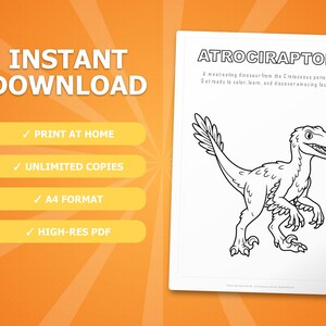 Atrociraptor Dinosaur Activity Bundle | Coloring Pages, Worksheets, Facts (PDF Download) image 4