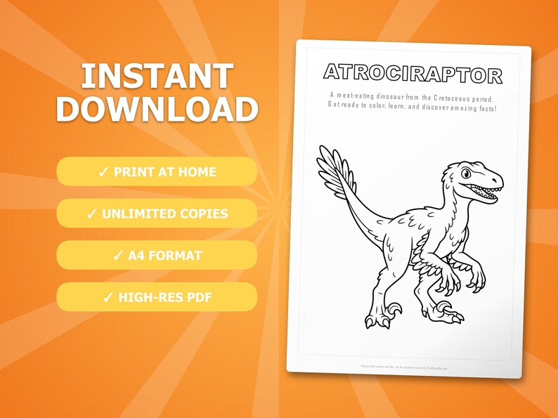 Atrociraptor Dinosaur Activity Bundle | Coloring Pages, Worksheets, Facts (PDF Download) image 4