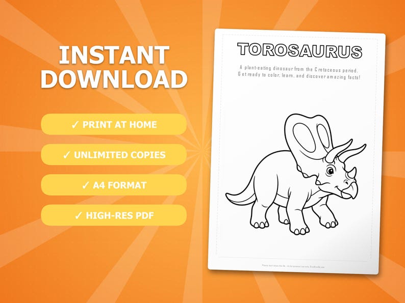 Torosaurus Dinosaur Activity Bundle | Coloring Pages, Worksheets, Facts (PDF Download) image 4