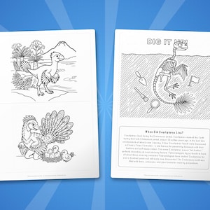 Caudipteryx-activiteitenbundel dinosaurus | Kleurplaten, werkbladen, feiten (pdf-download) afbeelding 7