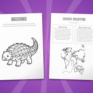 Minmi Dinosaur Activity Bundle | Printable Coloring Pages, Worksheets & Facts for Kids | Preschool Homeschool | Screen-Free | Instant PDF image 5