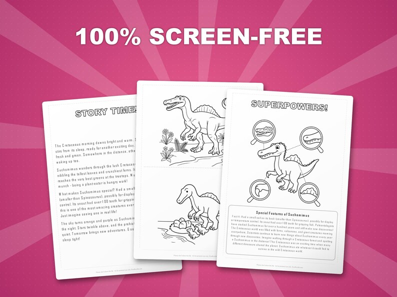 Suchomimus-activiteitenbundel dinosaurus | Kleurplaten, werkbladen, feiten (pdf-download) afbeelding 3