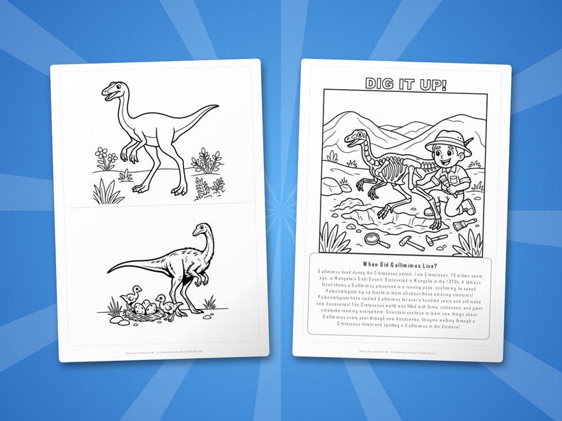 Gallimimus Dinosaur Activity Bundle | Coloring Pages, Worksheets, Facts (PDF Download) image 7