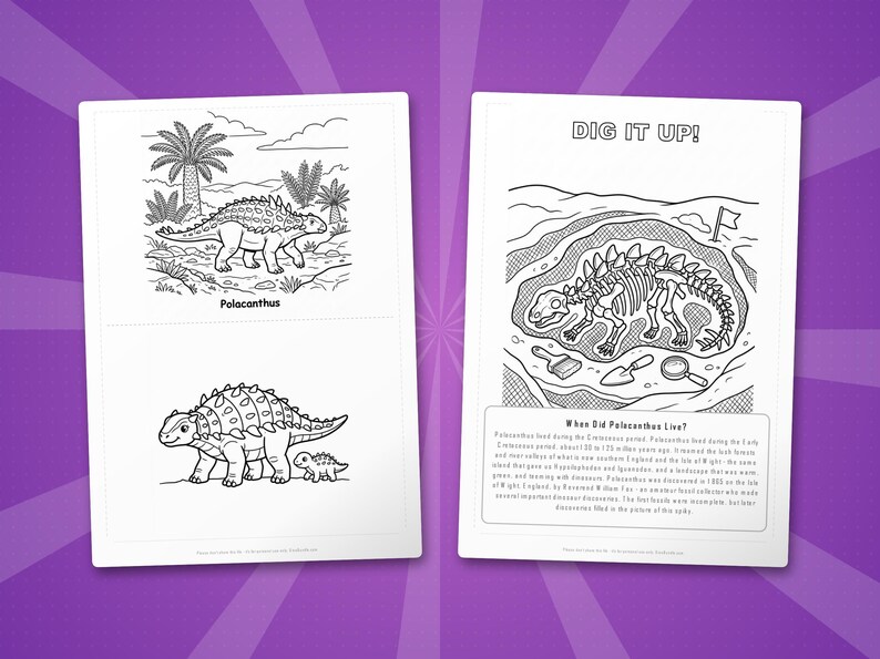 Polacanthus Dinosaur Activity Bundle | Coloring Pages, Worksheets, Facts (PDF Download) image 7