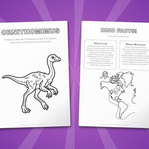 Ornithomimus Dinosaur Activity Bundle | Coloring Pages, Worksheets, Facts (PDF) image 5
