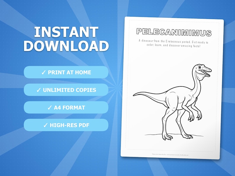 Pelecanimimus Dinosaurier Aktivitäts-Bundle | Ausmalbilder, Arbeitsblätter, Fakten (PDF Download) Bild 4