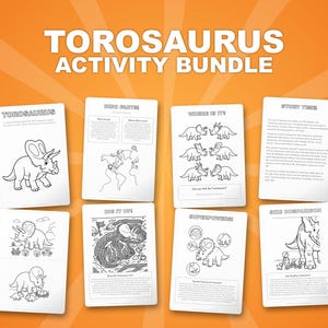 Torosaurus Dinosaur Activity Bundle | Coloring Pages, Worksheets, Facts (PDF Download) image 1