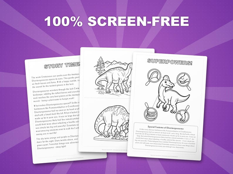 Shantungosaurus Dinosaur Activity Bundle | Coloring Pages, Worksheets, Facts (PDF Download) image 3