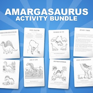 Amargasaurus Dinosaur Activity Bundle | Printable Coloring Pages, Worksheets & Facts for Kids | Preschool Homeschool | Instant PDF image 1
