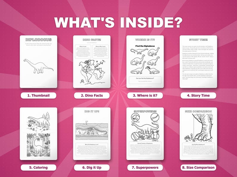 Diplodocus Dinosaur Activity Bundle | Coloring Pages, Worksheets, Facts (PDF Download) image 2