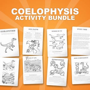 Coelophysis Dinosaur Activity Bundle | Coloring Pages, Worksheets, Facts (PDF Download) image 1