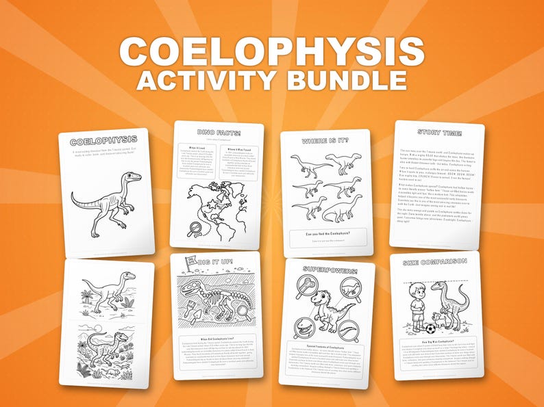 Coelophysis Dinosaur Activity Bundle | Coloring Pages, Worksheets, Facts (PDF Download) image 1