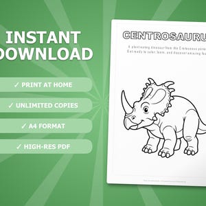 Centrosaurus Dinosaur Activity Bundle | Coloring Pages, Worksheets, Facts (PDF Download) image 4