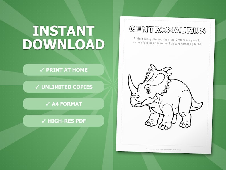 Centrosaurus Dinosaur Activity Bundle | Coloring Pages, Worksheets, Facts (PDF Download) image 4