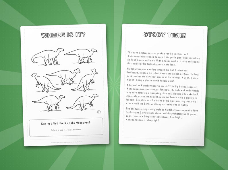 Muttaburrasaurus Dinosaur Activity Bundle | Coloring Pages, Worksheets (PDF Download) image 6