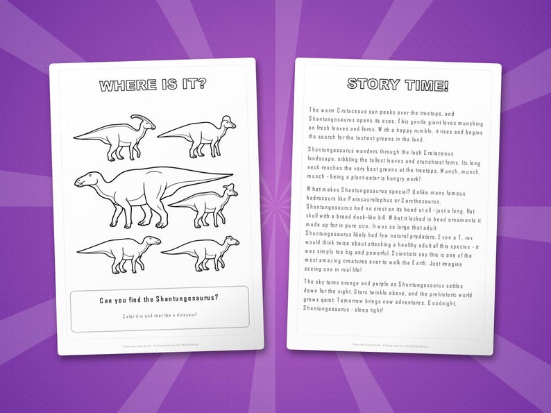 Shantungosaurus Dinosaur Activity Bundle | Coloring Pages, Worksheets, Facts (PDF Download) image 6