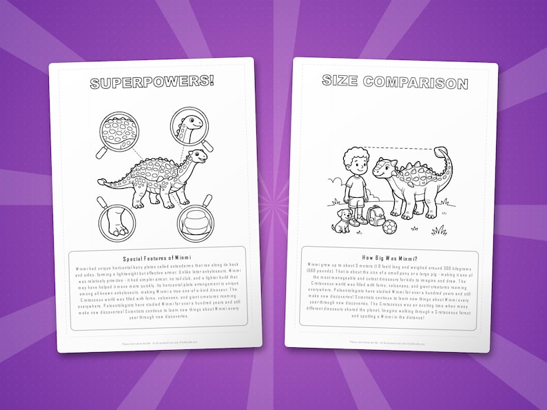 Minmi Dinosaur Activity Bundle | Printable Coloring Pages, Worksheets & Facts for Kids | Preschool Homeschool | Screen-Free | Instant PDF image 8