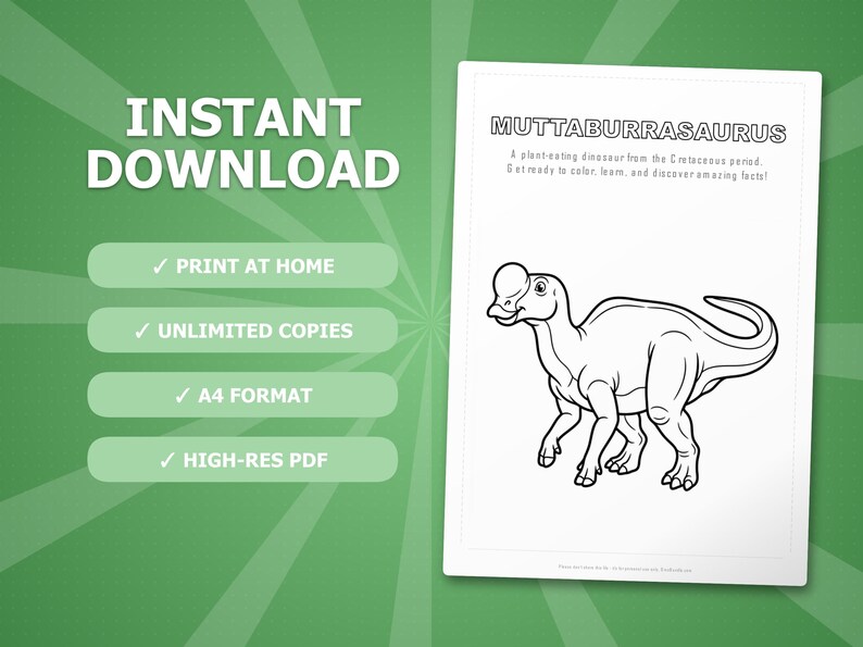 Muttaburrasaurus Dinosaur Activity Bundle | Coloring Pages, Worksheets (PDF Download) image 4