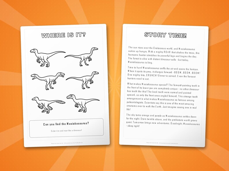 Masiakasaurus Dinosaur Activity Bundle | Printable Coloring Pages, Worksheets & Facts for Kids | Preschool Homeschool | Instant PDF image 6