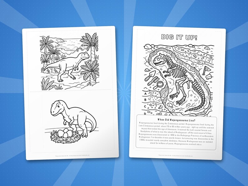 Majungasaurus Dinosaur Activity Bundle | Coloring Pages, Worksheets, Facts (PDF Download) image 7