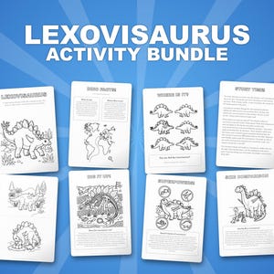Activiteitsbundel lexoviosaurus dinosaurus | Afdrukbare kleurplaten, werkbladen en weetjes voor kinderen | Thuisonderwijs voorschoolse opvang | Directe pdf afbeelding 1