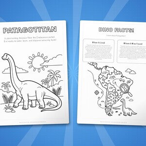 Patagotitan Dinosaur Activity Bundle | Printable Coloring Pages, Worksheets (PDF Download) image 5