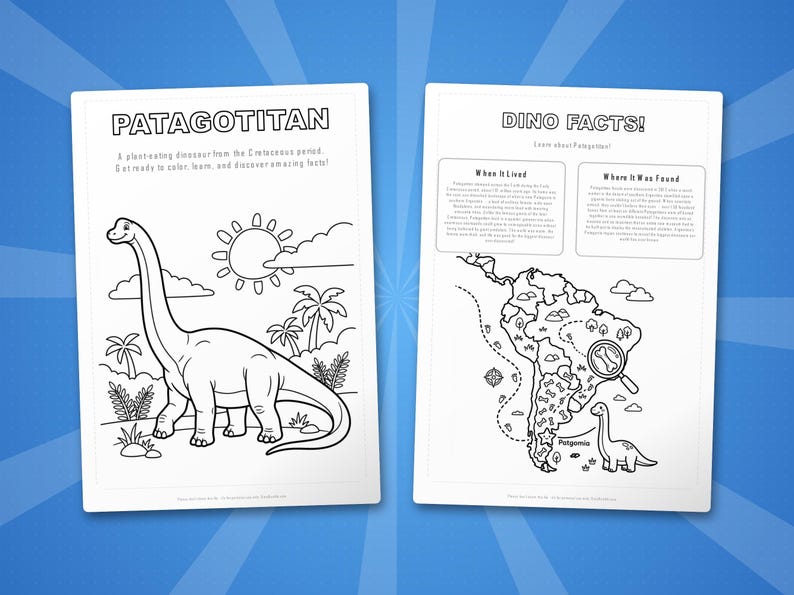 Patagotitan Dinosaur Activity Bundle | Printable Coloring Pages, Worksheets (PDF Download) image 5