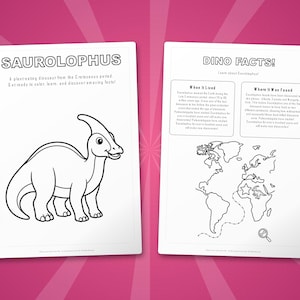 Saurolophus Dinosaur Activity Pack | Coloring Pages, Worksheets, Facts (Instant PDF) image 5