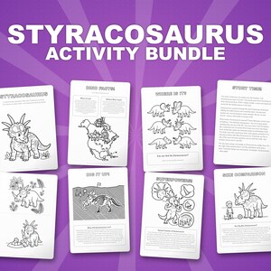 スティラコサウルス恐竜アクティビティセット｜ぬりえ、ワークシート、豆知識（PDF） 画像 1